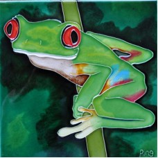 Continental Art Center Single Green Frog On Stem CNTI1157